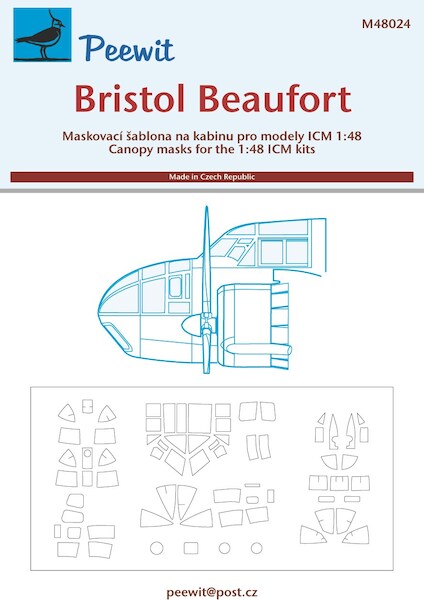 Bristol Beaufort Canopy nose and turret mask (ICM) M48024