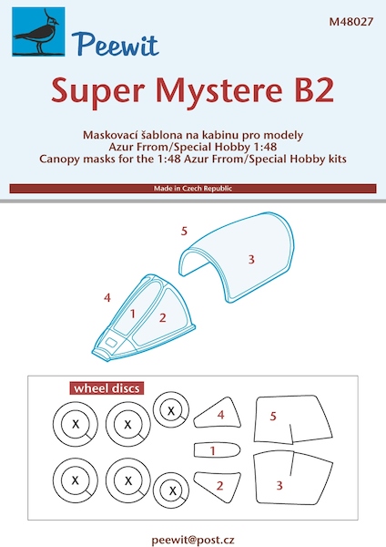 Super Mystere B2  Canopy and wheel mask (Azur/Special Hobby irfix)  M48027