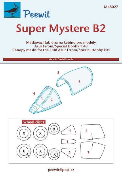 Super Mystere B2 Canopy and wheel mask (Azur/Special Hobby irfix) M48027