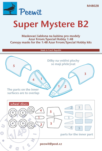 Super Mystere B2 Canopy and wheel mask Outside and Inside (Azur/Special Hobby irfix) M48028