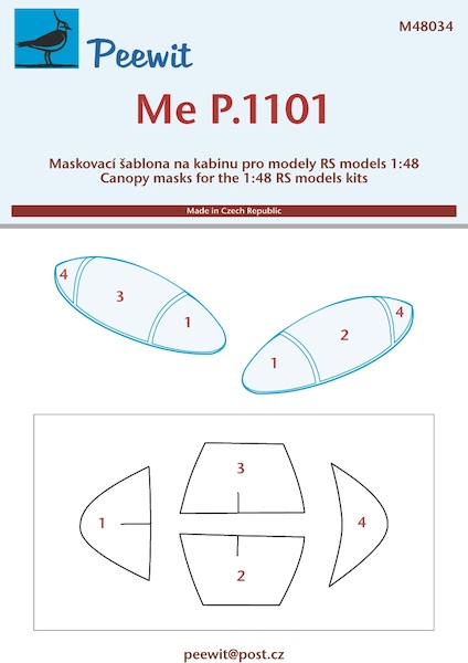 Messerschmitt P1101 Canopy mask (RS Models)  M48034