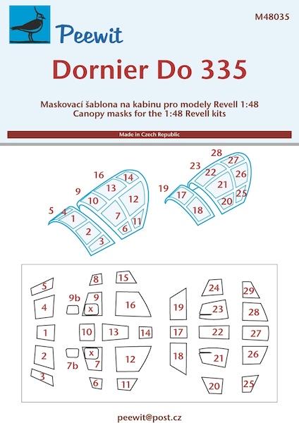 Dornier Do335A/B Pfeil Canopy mask (Revell/Monogram) M48035