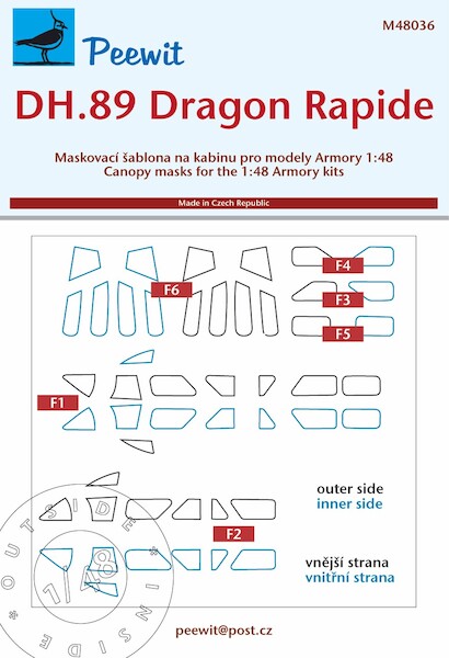 De Havilland DH89 Dragon Rapide Canopy and cabin window mask (Armory) M48036