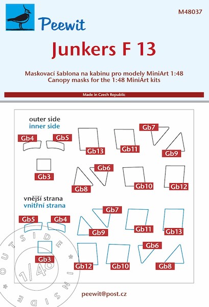 Junkers F13 Cockpit and cabin window mask (Mini Art) M48037