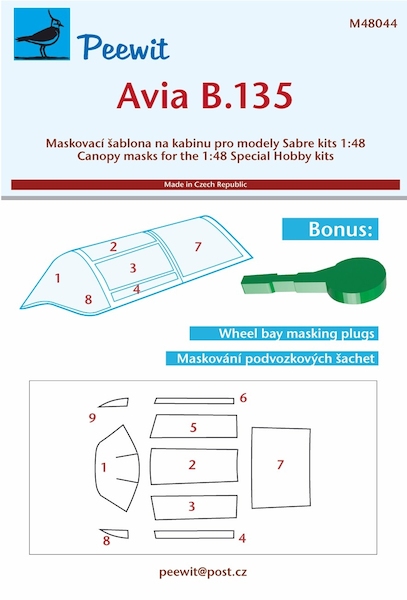 Avia B.135 Canopy and Main wheel well Mask (Sabre Kits  M48044