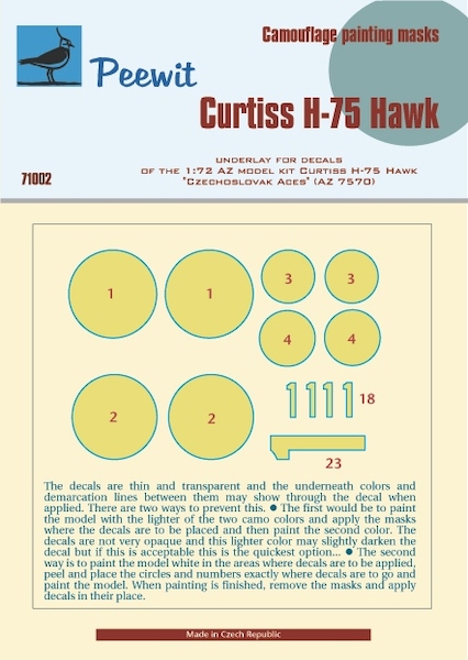 Curtiss H75 Hawk Underlay mask (for AZ7570 Hawk)  m71002