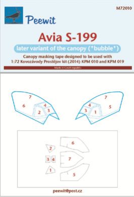 Avia S199 Late Canopy masking (KP Models)  M72010