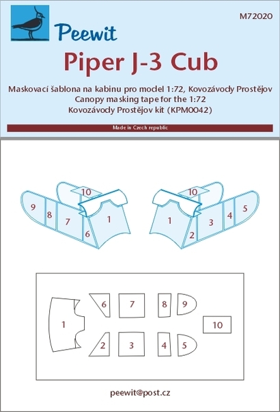 Piper J-3 Canopy masking (Kovozávody Prostejov) M72020