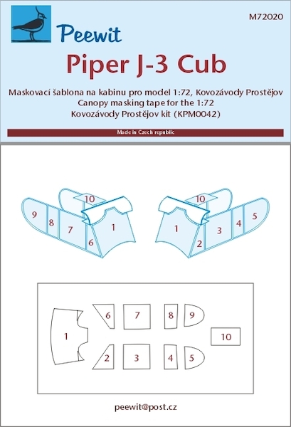 Piper J-3 Canopy masking (Kovozávody Prostejov) M72020