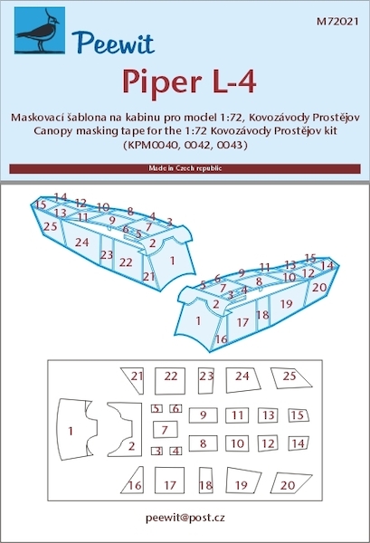 Piper L-4 Canopy masking (Kovozávody Prostejov)  M72021