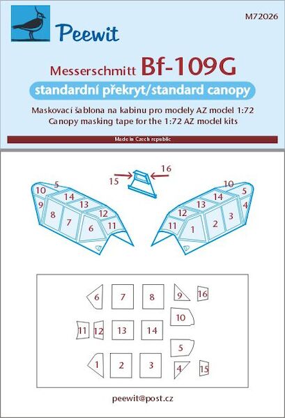 Messerschmitt Bf 109G Standard Canopy masking (AZ Models)  M72026