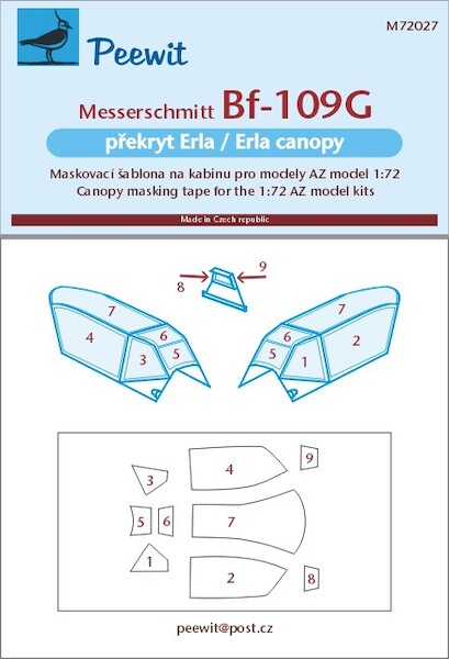 Messerschmitt Bf 109G Erla Canopy masking (AZ Models)  M72027