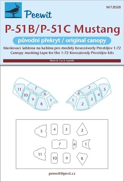 North American P51B/C Mustang Canopy masking (KP Models)  M72028