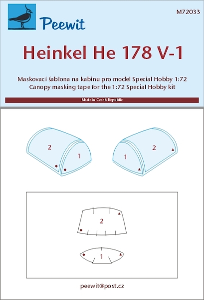 Heinkel He178V-1 Canopy masking (Special Hobby)  M72033