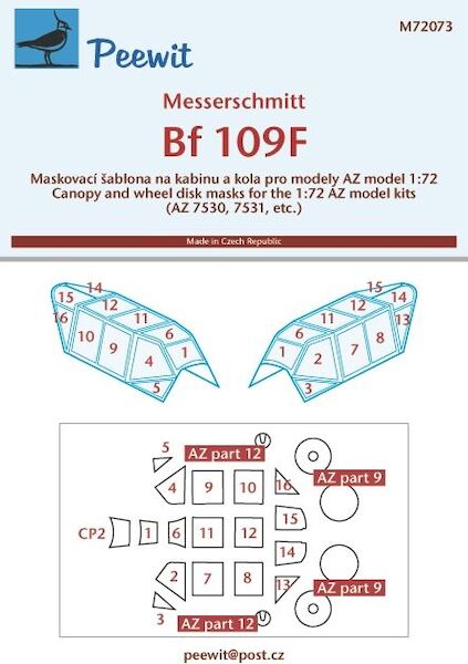 Messerschmitt Bf-109F Cockpit and wheel Mask (AZ)  M72073