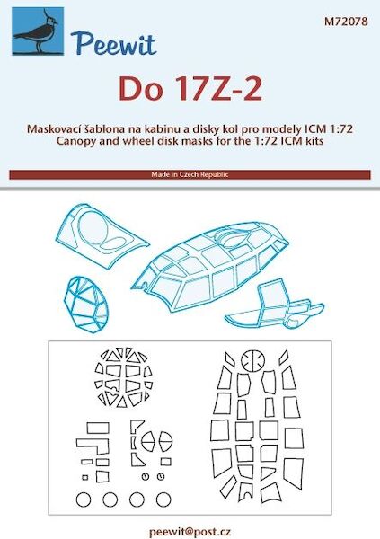 Dornier Do17Z-2 Cockpit and Wheel Mask (ICM)  M72078