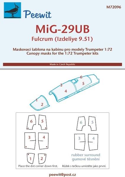 Mikoyan MiG29UB Fulcrum Canopy masking (Trumpeter) M72096