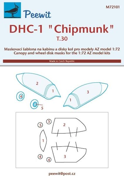DHC1 Chipmunk T30 canopy (blown) and wheel masking (AZ) M72101