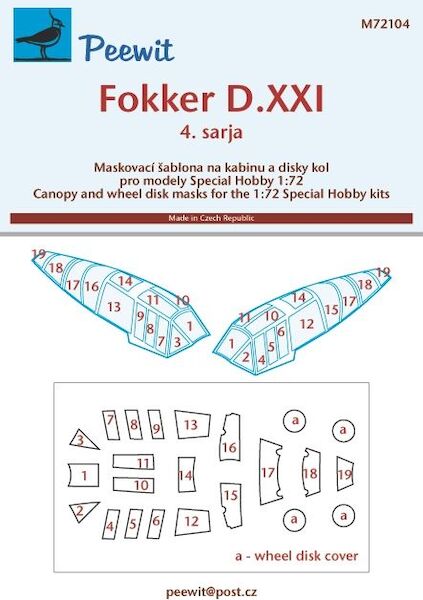 Fokker D21 4 Sarja Finnish elongated canopy and wheel masking (MPM)  M72104