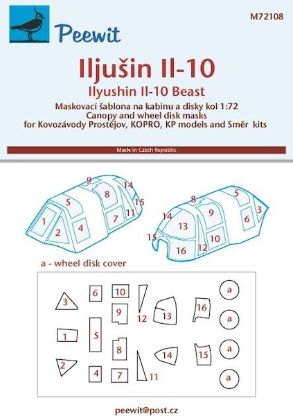 Ilyushin Il-10 Canopy masking (Smer, KP, KOPRO) M72108