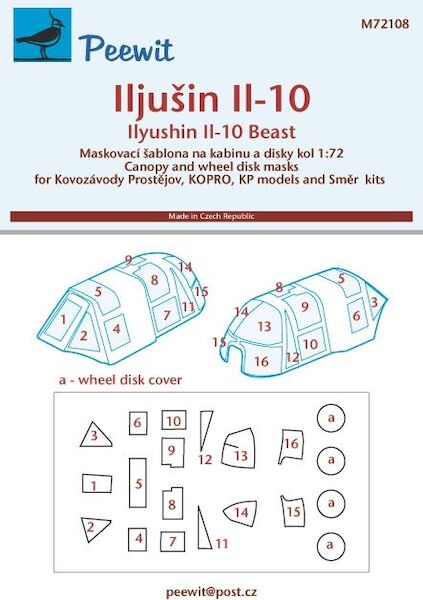 Ilyushin Il-10 Canopy masking (Smer, KP, KOPRO)  M72108