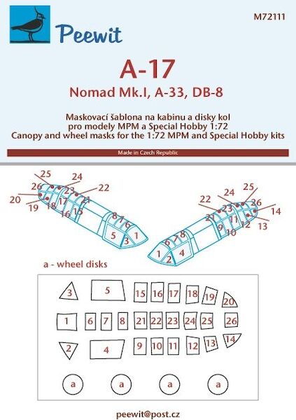 Northrop A-17/Nomad Mk.I canopy masking (MPM/Special hobby) M72111