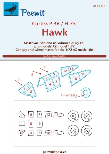 Curtiss P35/H75 Hawk canopy masking (AZ Models) M72115