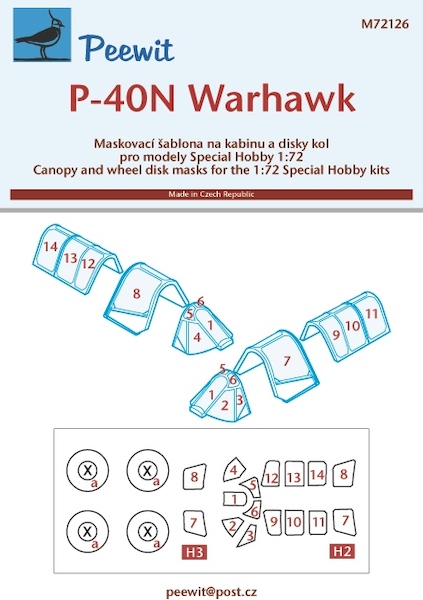 P40N Warhawk  canopy and wheel masking (Special Hobby)  M72126