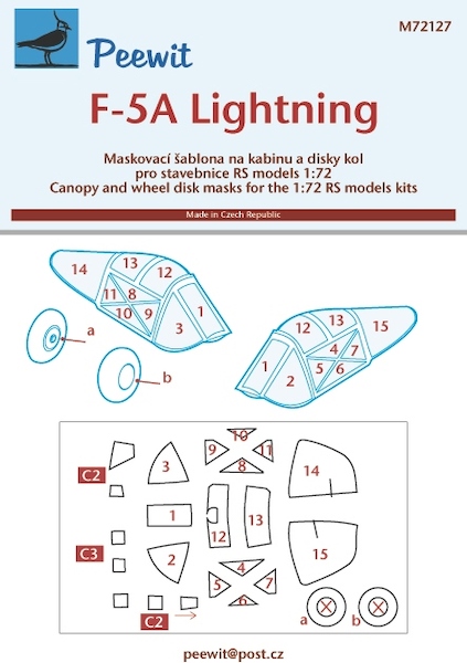 P38/F5A Lightning  canopy and wheel masking (RS Models)  M72127