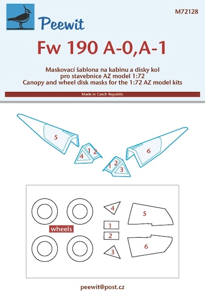 Focke Wulf FW190A-0/A-1  canopy and wheel masking (AZ Models)  M72128
