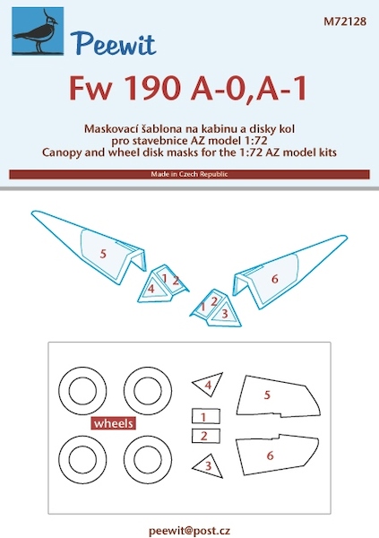 Focke Wulf FW190A-0/A-1 canopy and wheel masking (AZ Models) M72128