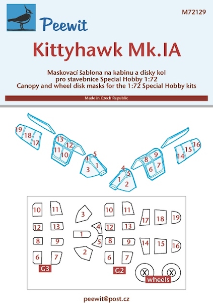 P40E Kittyhawk MK1a canopy and wheel masking (Special Hobby)  M72129