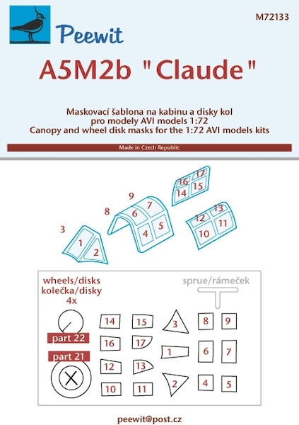 A5M2b 'Claude'canopy and wheel masking (AVI Models) M72133