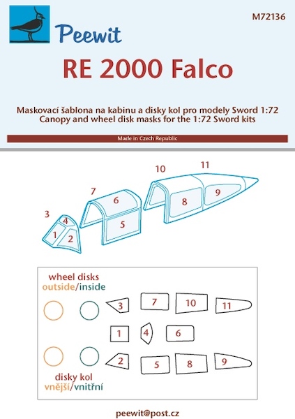 Regianne Re2000 falco canopy and wheel masking (KP) M72136