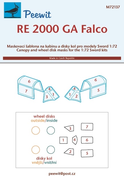 Regianne Re2000GA Falco canopy and wheel masking (KP) M72137