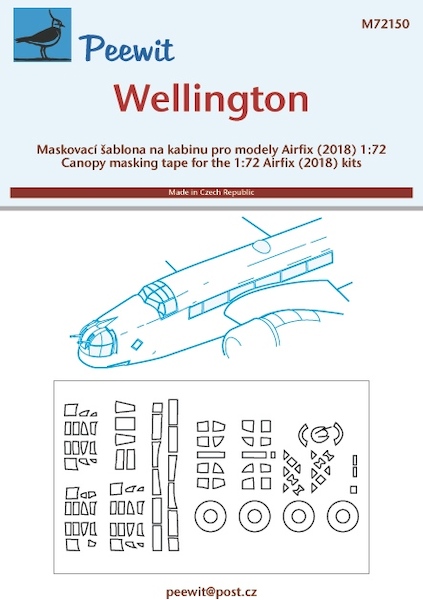 Vickers Wellington Canopy, Turret, other glassparts and wheel masking (Airfix 2018) M72150