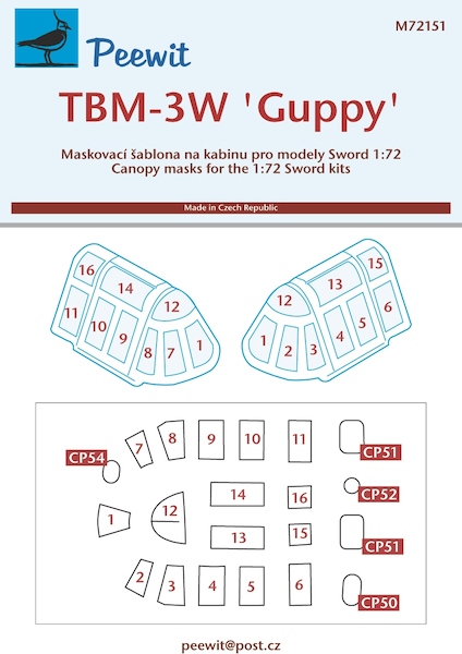 Grumman TBM3W Avenger 'Guppy' Canopy Masking (Sword)  M72151