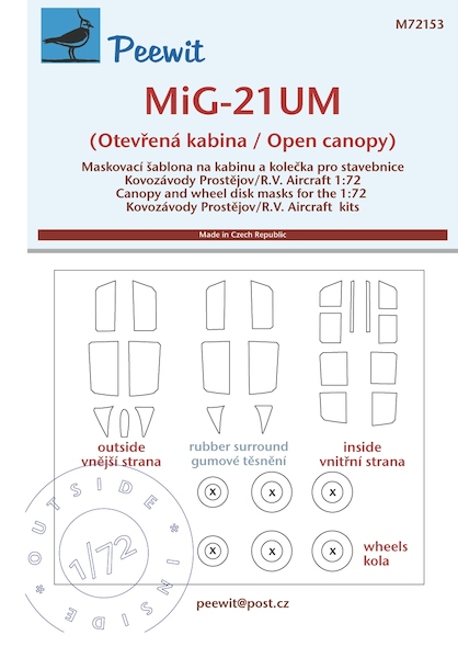 Mikoyan MiG21UM Mongol canopy and wheels masking (Open canopy) (KP/RVA)  M72153