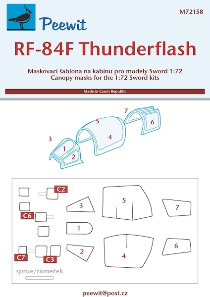 Republic RF84F Thunderflash  canopy and camera window masking (Sword)  M72158