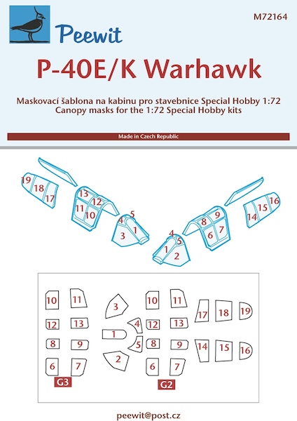 Curtiss P40E/K Warhawk Canopy masking (Special Hobby)  M72164
