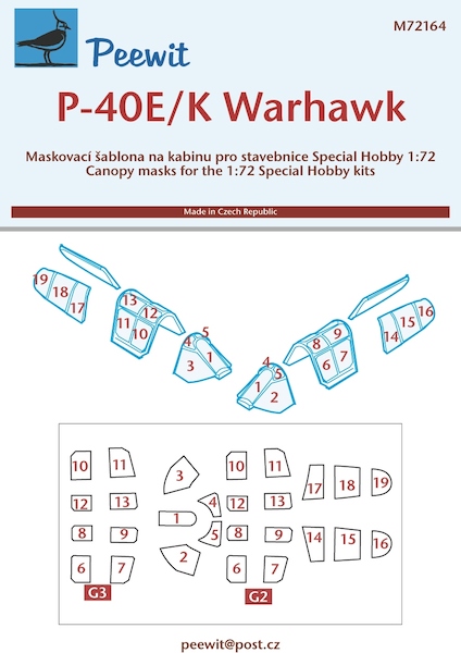 Curtiss P40E/K Warhawk Canopy masking (Special Hobby) M72164