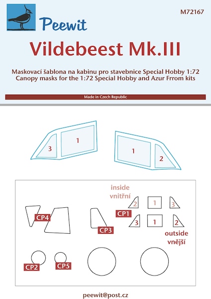 Vickers Vildebeest MKIII Canopy masking (Special Hobby / Azur)  M72167