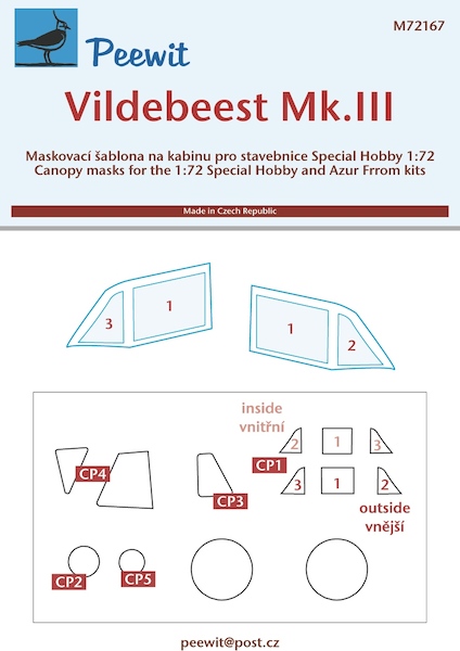 Vickers Vildebeest MKIII Canopy masking (Special Hobby / Azur) M72167