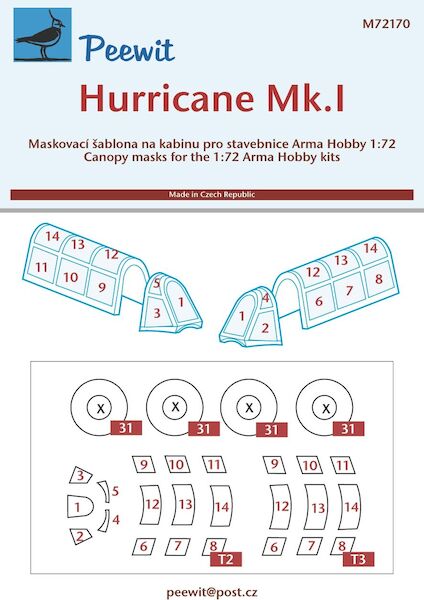 Hawker Hurricane  Canopy and wheel masking (Arma hobby)  M72170