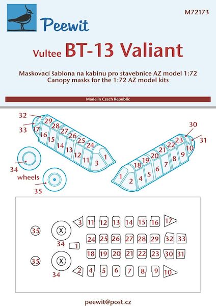 BT13 Valiant Canopy and wheel masking (Admiral) M72173