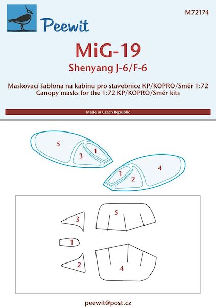 Mikoyan MiG19 / Shenyang J6/F6  Canopy masking (KP/Kopro/Smer)  M72174