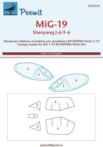 Mikoyan MiG19 / Shenyang J6/F6 Canopy masking (KP/Kopro/Smer) M72174