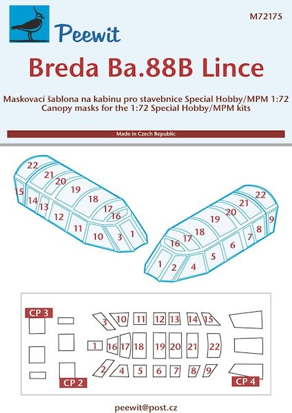 Breda Ba.88B Lince canopy and wheels masking (Special Hobby / MPM) M72175