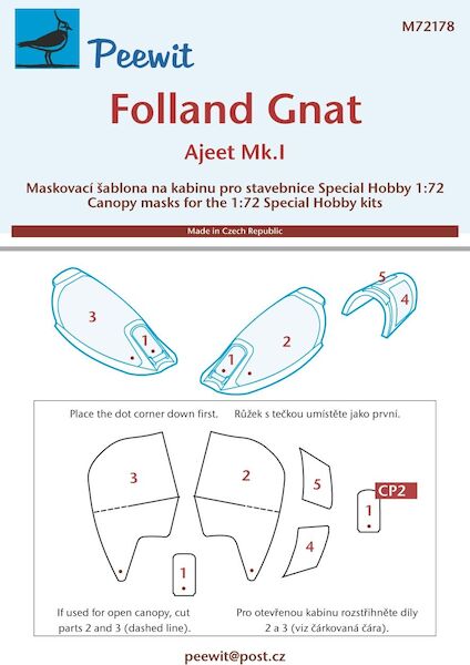 Folland Gnat F Mk1  Canopy masking (Special Hobby)  M72178