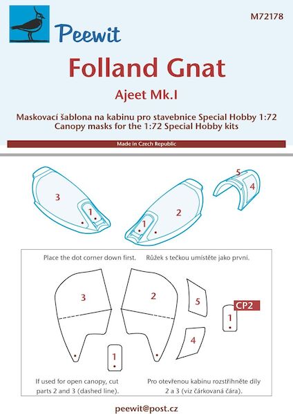 Folland Gnat F Mk1 Canopy masking (Special Hobby) M72178